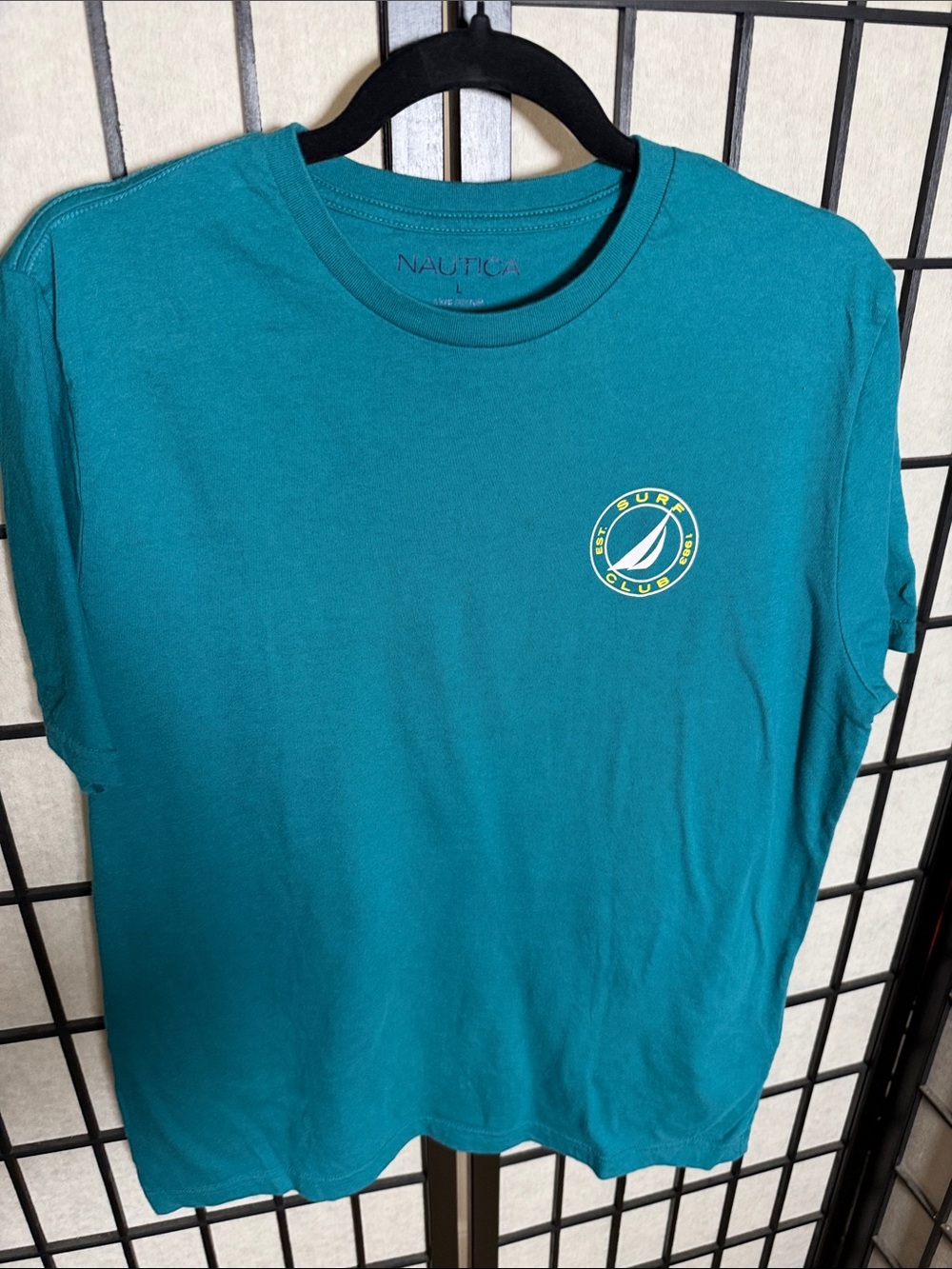 Nautica Teal Surf Club Short Sleeve Tee with Small Logo in front and Back